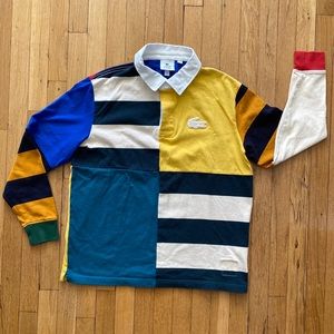 Lacoste Live Men's Polo Shirt Size Medium RARE Design Stripe Solid Color Block